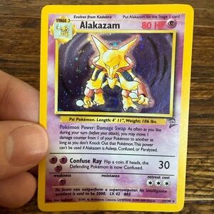Holo Pokemon Alakazam Card – Yellow Border with Purple Art
